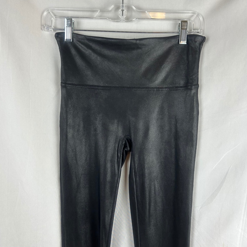 Spanx Faux Leather Leggings Black High Waisted Compression Womens Size Medium - Picture 3 of 7
